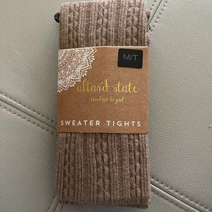 Taupe textured sweater cable tights